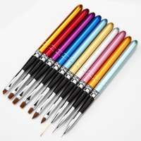 10PCS Acrylic Nail Art Tips Pen Design Dotting Painting Drill Builder Drawing Pen Polish Brushes Set