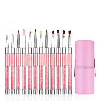 Nail Art Tips UV Gel Crystal Acrylic Painting Drawing Polish Brush Pen Tool Pink