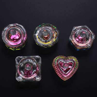 Colorful Acrylic Nail Cup Crystal Bowl Acrylic Powder Liquid Holder Nail Art Glass Cup